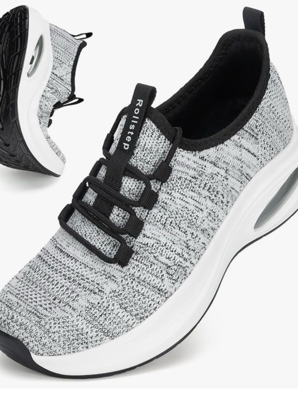 Wide Toe Slip-On Sneakers in Heather Grey and Black Size 7